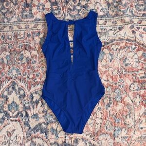SHAN Blue Cutout Open Back One Piece Swimsuit SZ 6 EUC